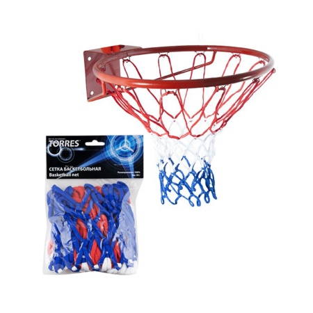 Купить Сетка баскетбольная Torres, нить 4 мм, бело-сине-красная в Гороховеце 